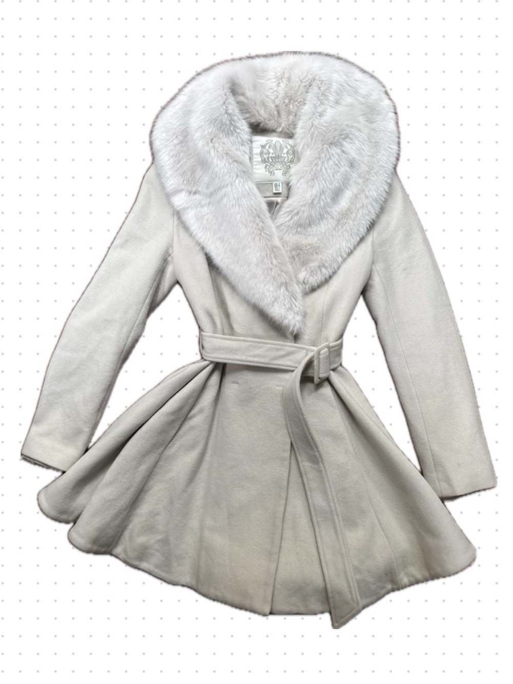 Ever New Cream Belted Coat with Removable Faux-Fur Collar